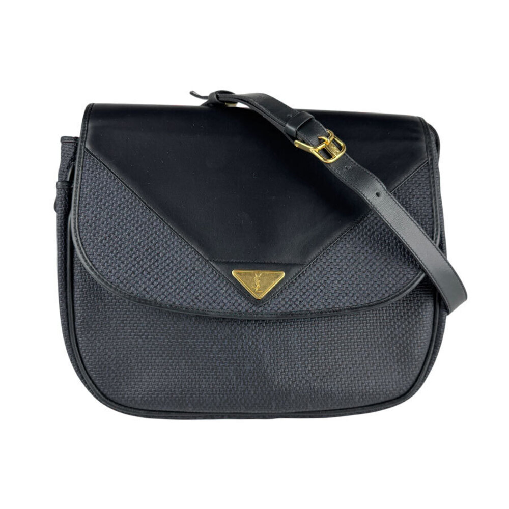 Saint Laurent Y Ligne Leather Crossbody Bag Blue Gold